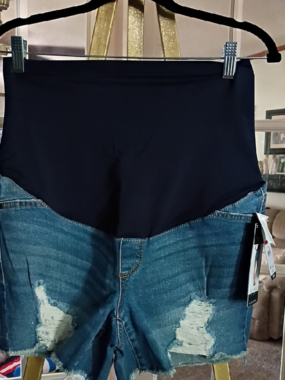 sofia by sofia vergara Navy & Blue Maternity High-Rise Denim Shorts